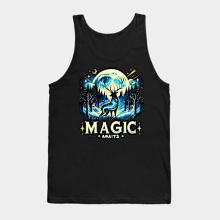 Magic Awaits - Magical Stag in the Night Tank Top